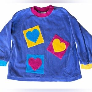 Vintage 80’s girls toddler Colorful Heart long sleeve pullover Shirt size 3T